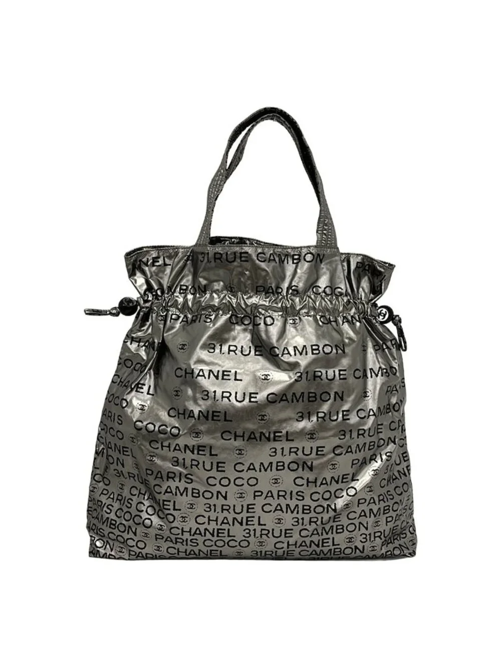Chanel Tote Unlimited Silver Black Drawstring